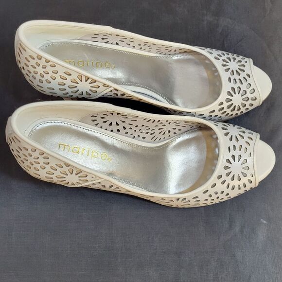 BRAND NEW MARIPE HIGH HEEL STILETTOS PEEP TOE LEATHER SLIP-ON CUTOUT DESIGN SHOE - Picture 4 of 15